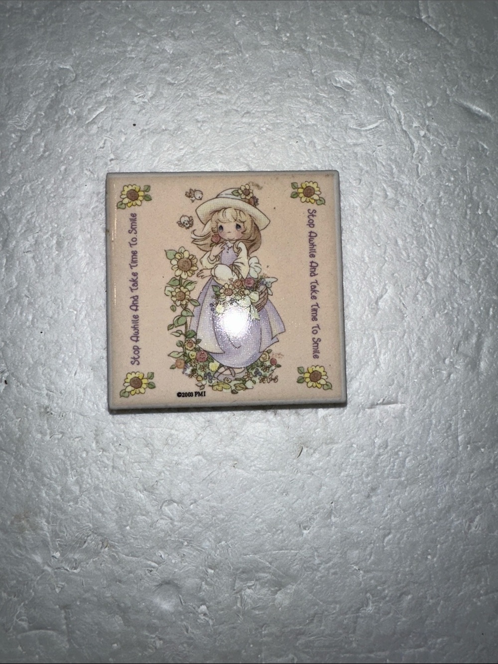 Vintage Precious Moments ceramic tile refrigerator magnet
